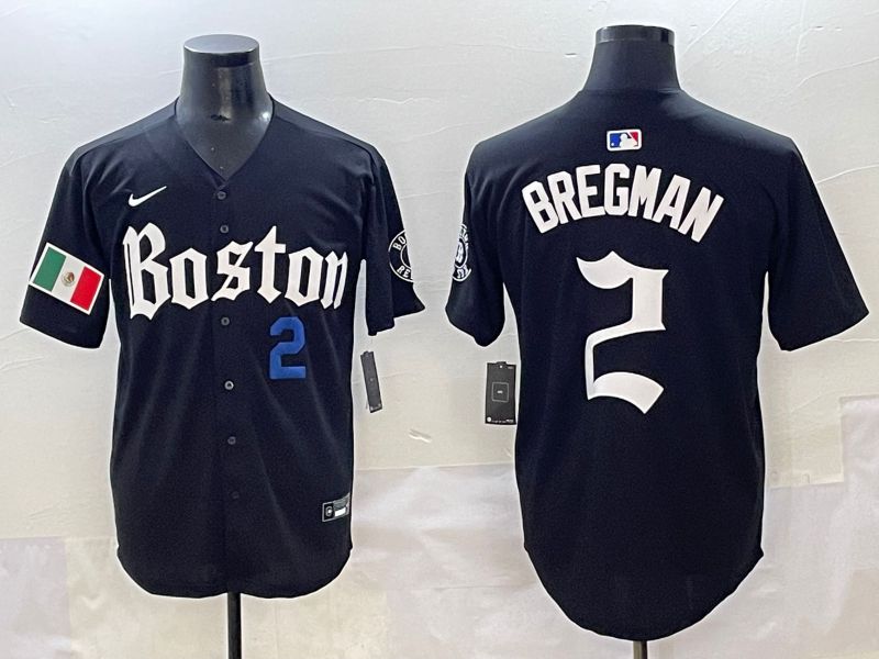 Men 2025 Boston Red Sox #2 Bregman Black Five generations Joint Name Nike MLB Jersey style 28